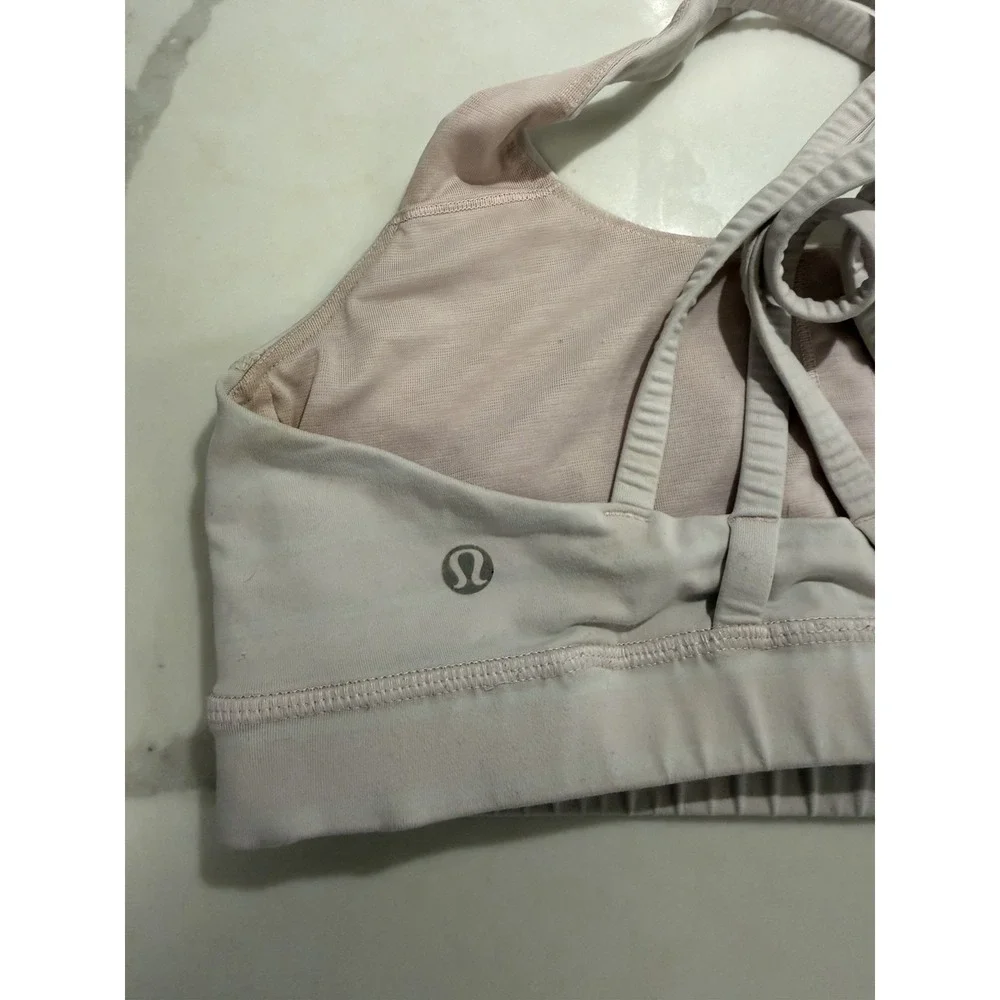 Lululemon Pink Strappy Sports Bra Sz 6 Gym Base Layer Running Hiking